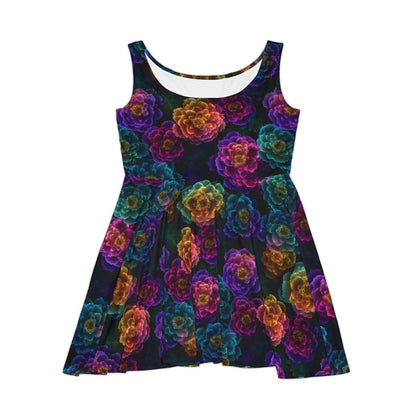 Neon Whisper Blooms Women's Skater Dress