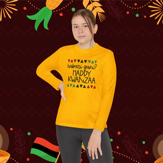 Habari Gani? Happy Kwanzaa Youth Long Sleeve Tee