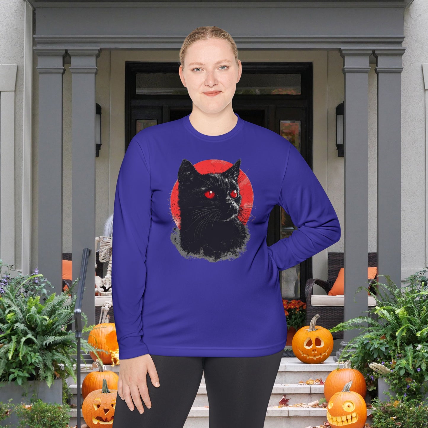 Black Cat Over Moon 2 Adult Long Sleeve Tee