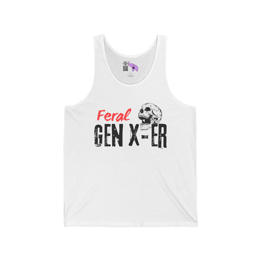 Feral GenXer w/Skull Unisex Jersey Tank
