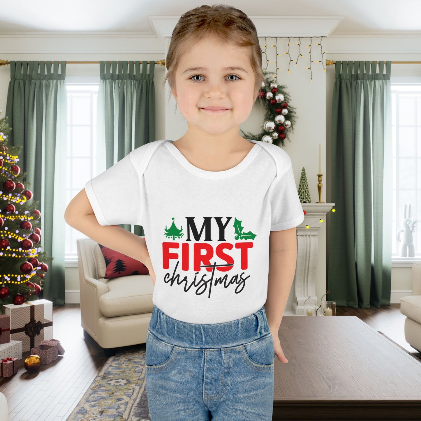 My First Christmas 2 Infant Baby Rib Bodysuit