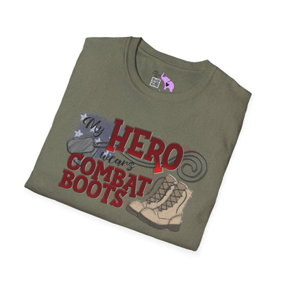 My Hero Wears Combat Boots Adult T-Shirt