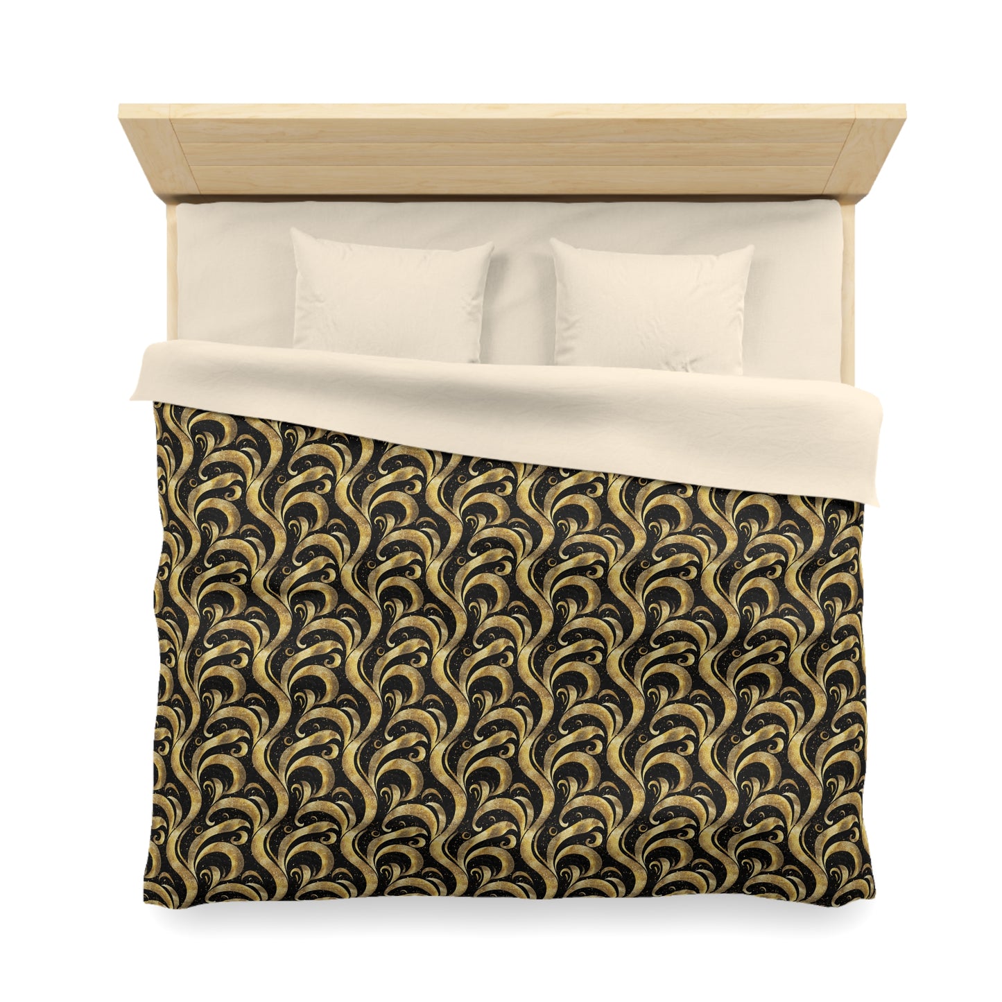 Black & Gold Luxe Swirl Microfiber Duvet Cover