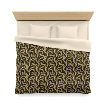 Black & Gold Luxe Swirl Microfiber Duvet Cover