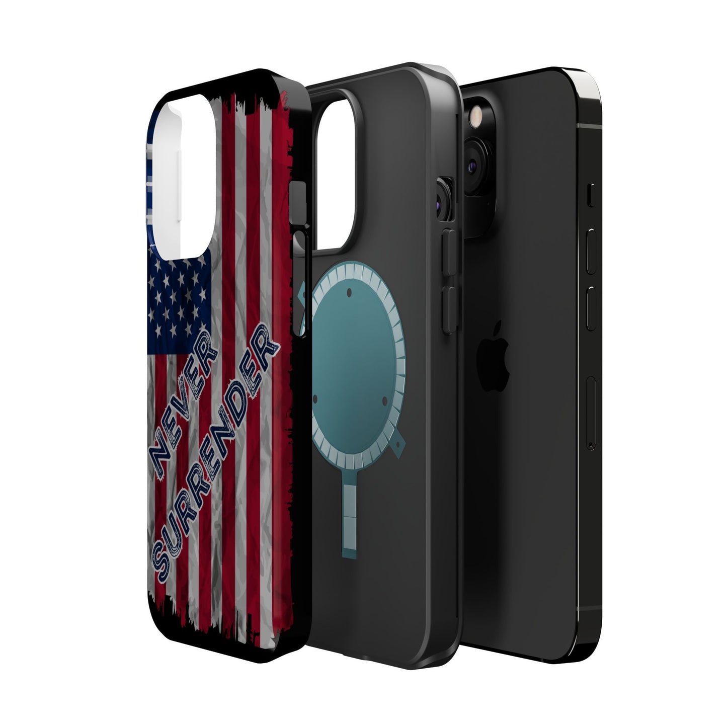 Never Surrender American Flag MagSafe® Compatible Tough Case for iPhone