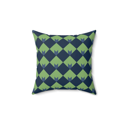 Diamond Bloom-Sage & Navy Throw Pillow