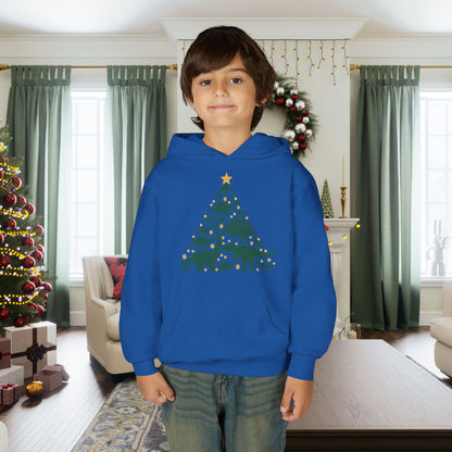 Dinosaur Christmas Tree Youth Hoodie
