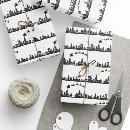 Christmas Village Silhouette Wrapping Paper