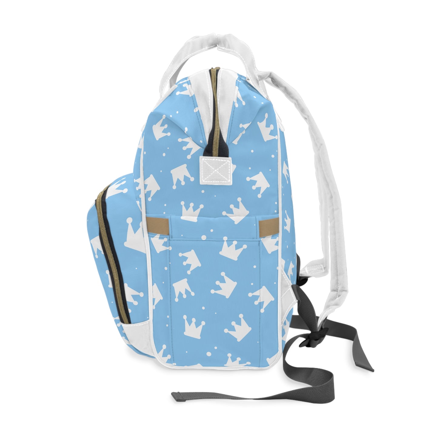 Personalized Prince Diaper Backpack – Baby Blue Crown Baby Bag (Custom Name/Text)