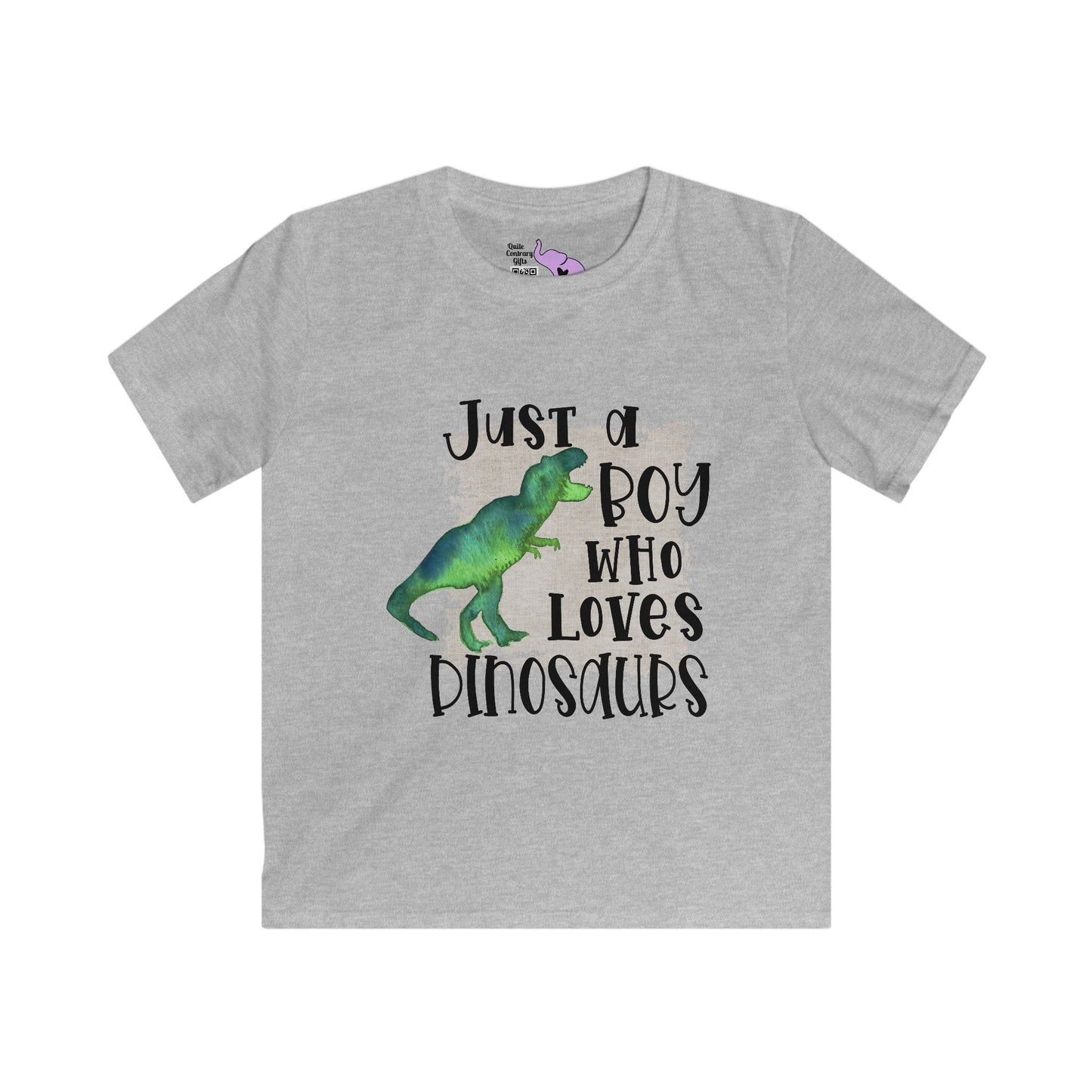 Just A Boy Who Loves Dinosaurs Kids Softstyle Tee