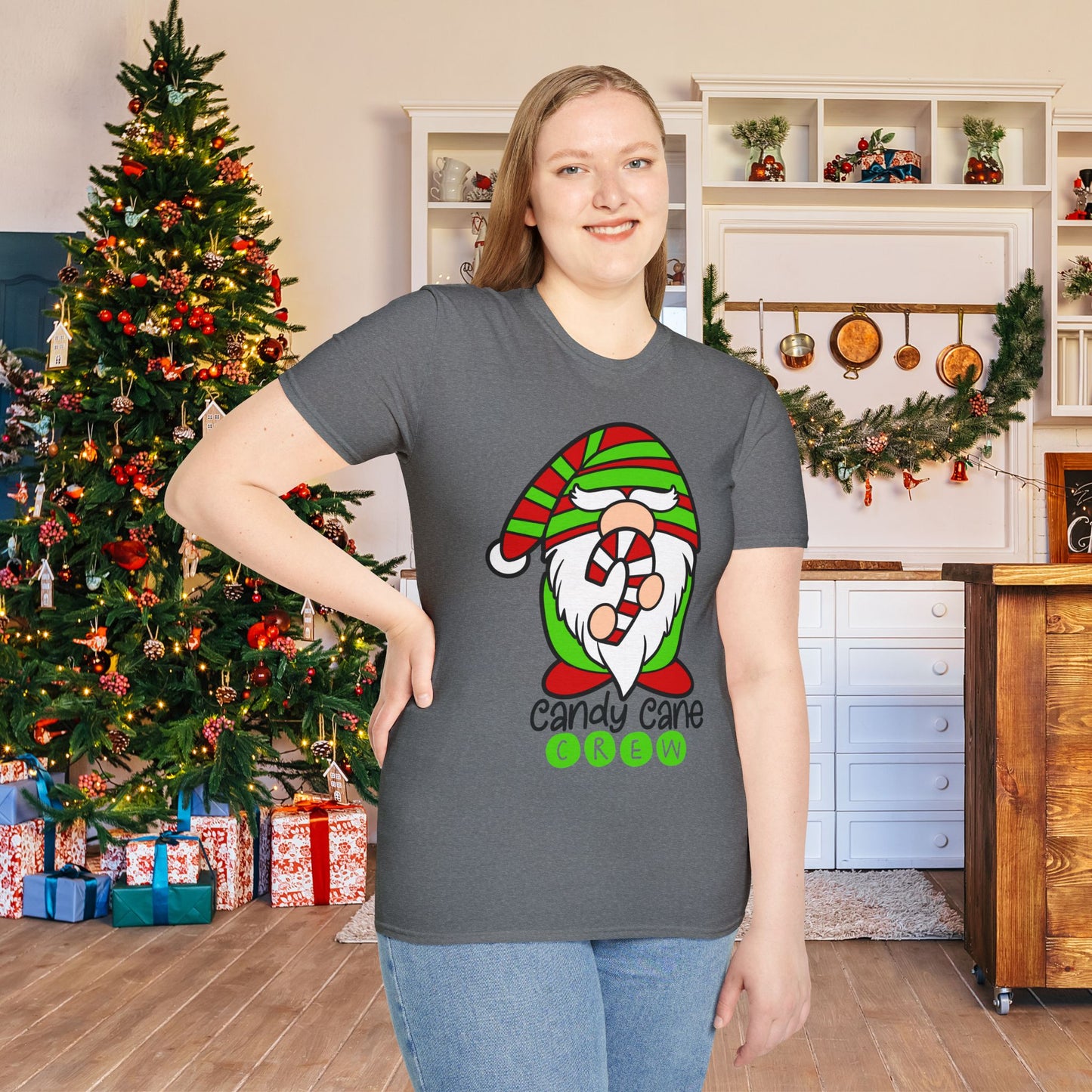 Candy Cane Crew Gnome Adult T-shirt