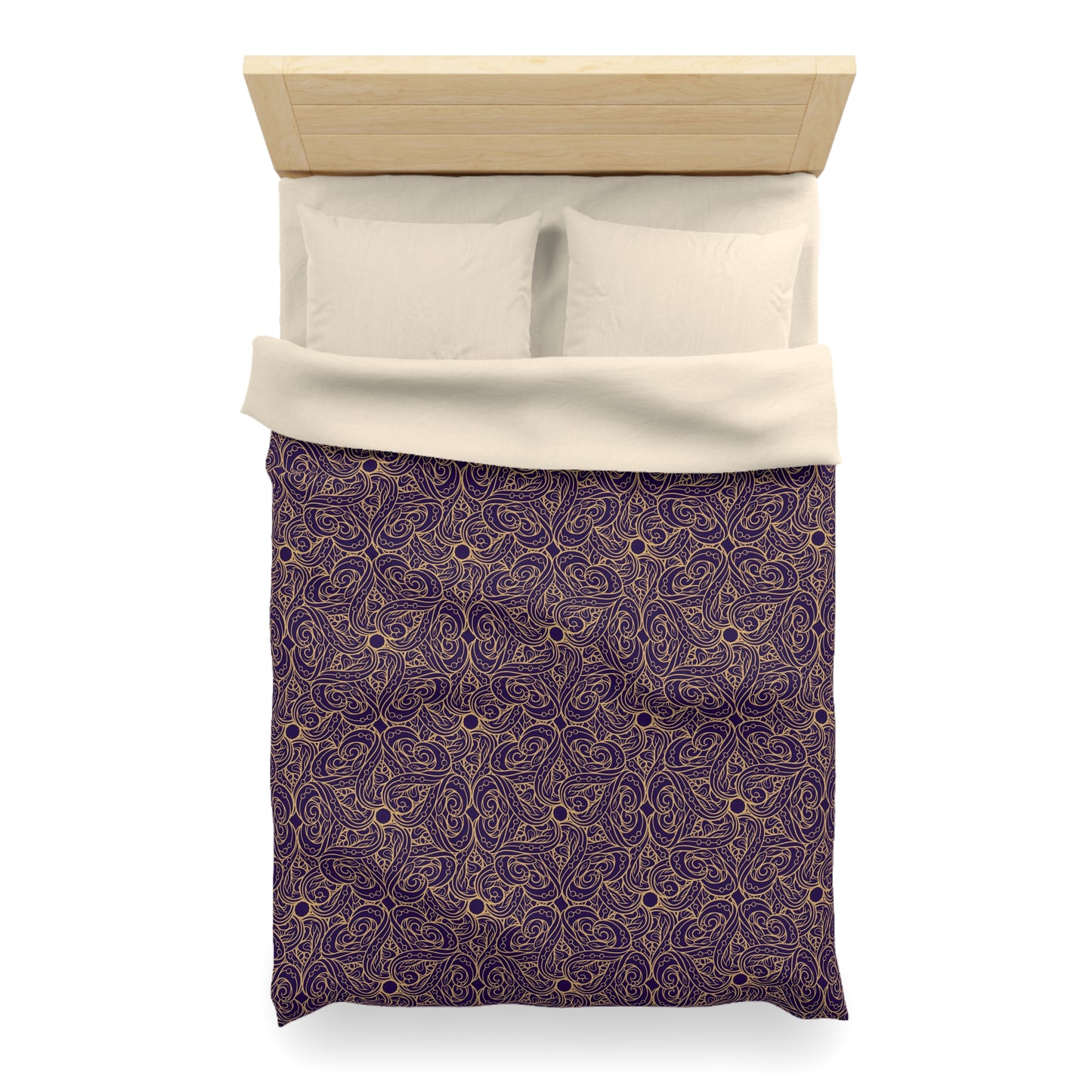 Golden Amethyst Radiance Mandala Microfiber Duvet Cover