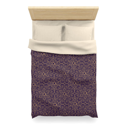 Golden Amethyst Radiance Mandala Microfiber Duvet Cover