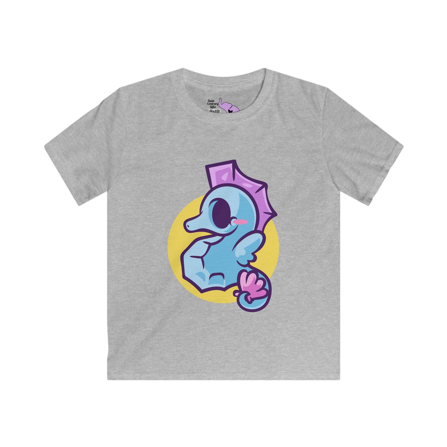 Cute Seahorse (Blue) Kids Softstyle Tee