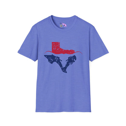 Red & Blue Texas Longhorn Adult Tshirt