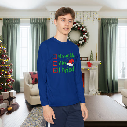Naughty Nice I Tried Youth Long Sleeve Tee