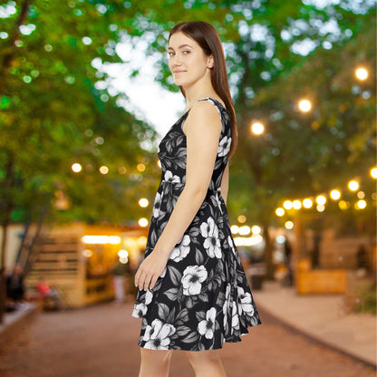 Black & White Daisies Women's Skater Dress