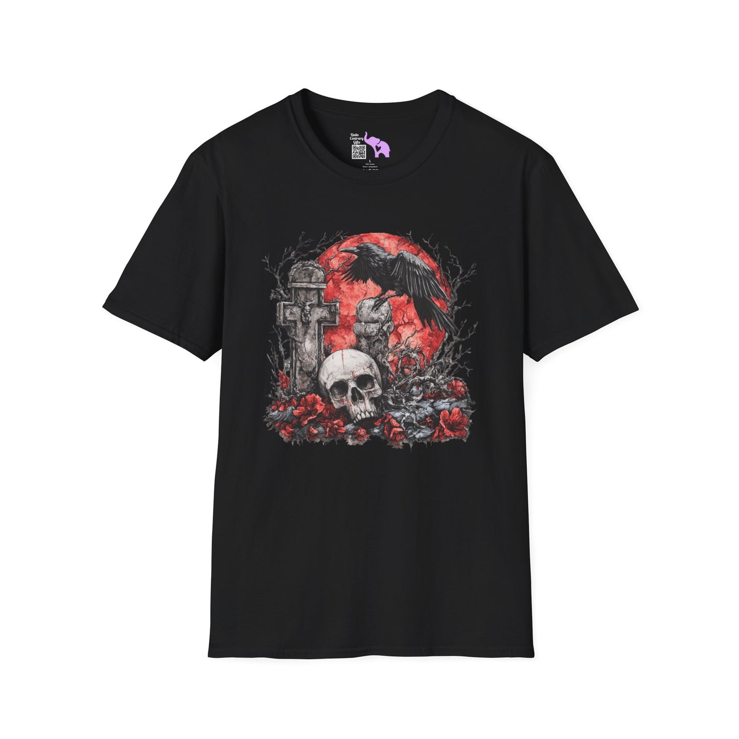 Halloween Graveyard w/Skull Adult T-shirt