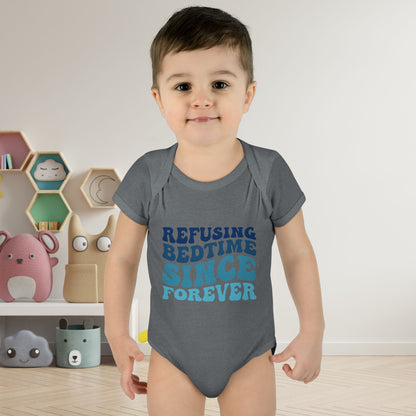 Refusing Bedtime Since Forever Baby Rib Bodysuit