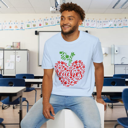 Teacher Apple Heart Adult T-shirt