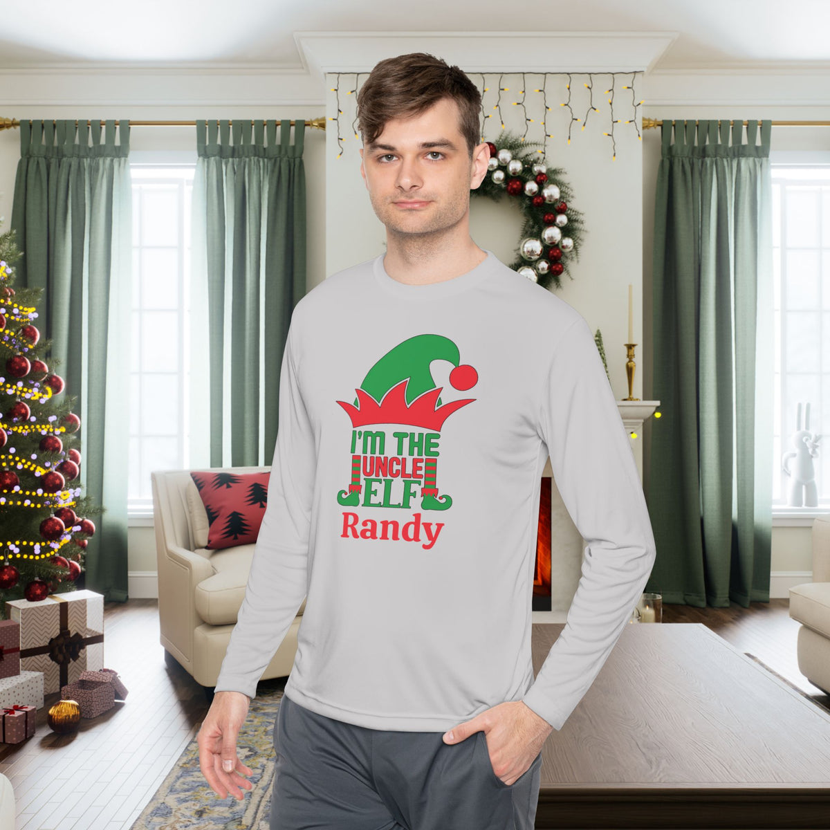 I'm The Uncle Elf Personalized Adult Long Sleeve Tee