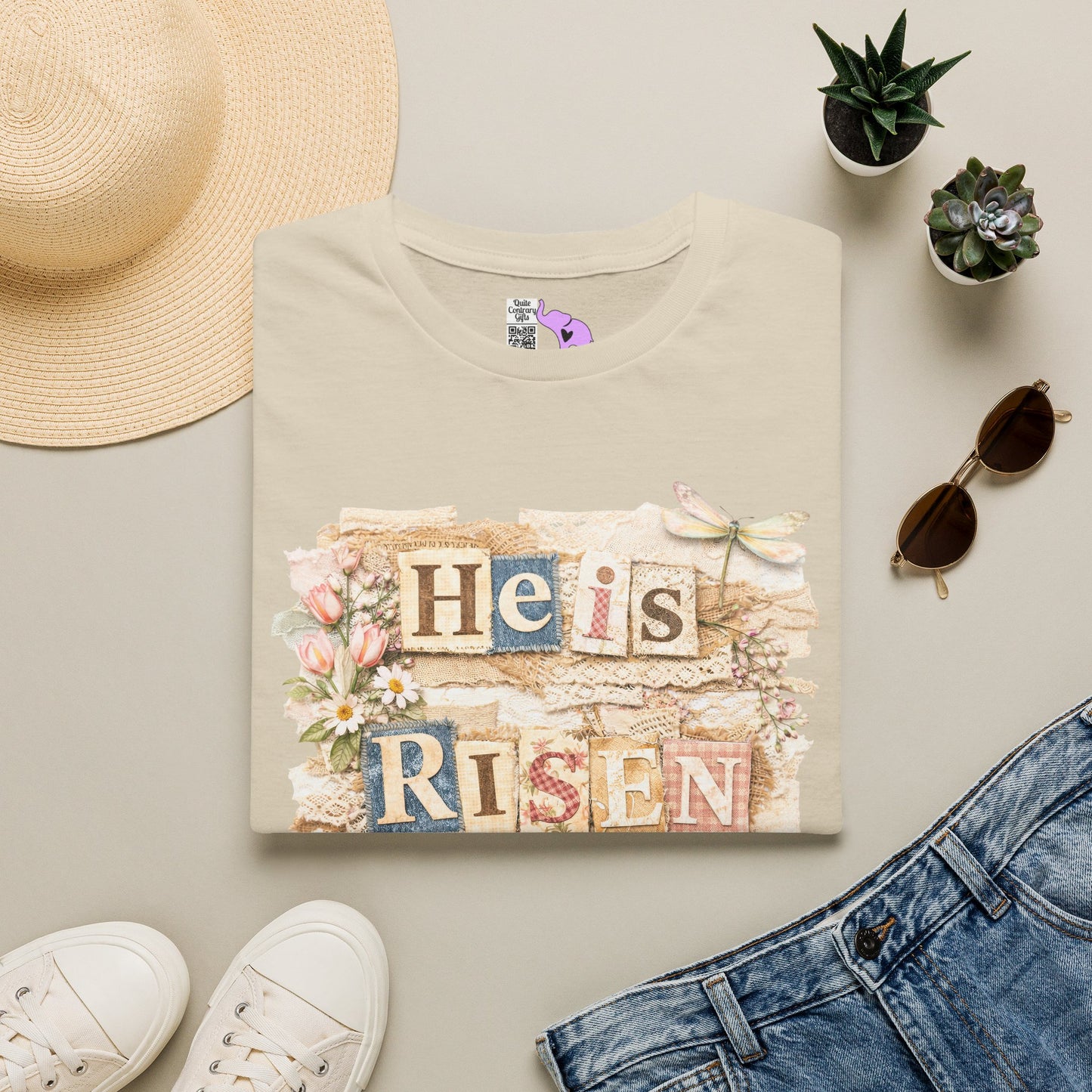 He Is Risen (Lace Collage) Adult T-shirt