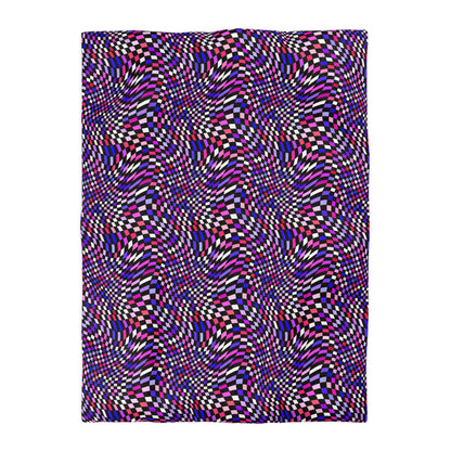 Warped Purple Checkered Microfiber Duvet Cover