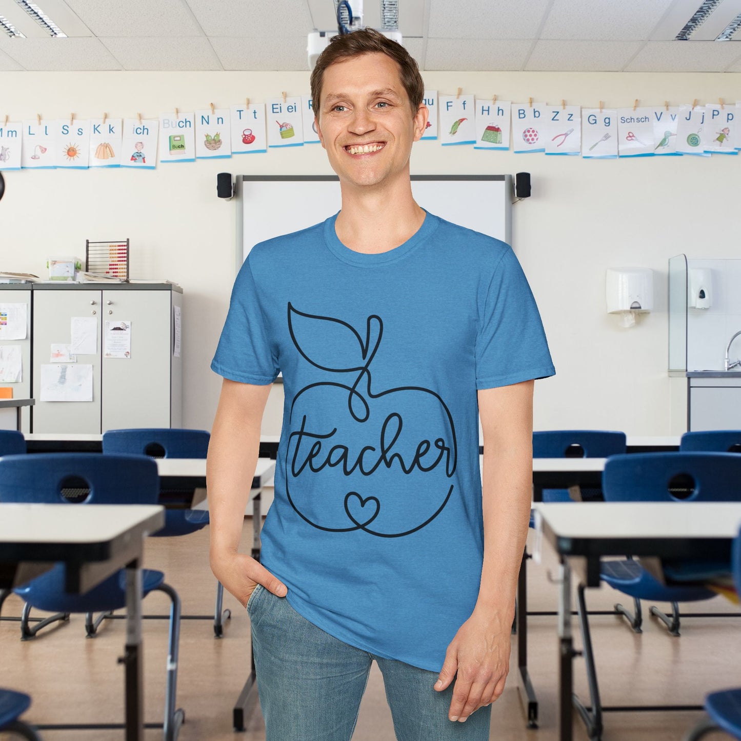 Teacher w/Apple Adult T-shirt