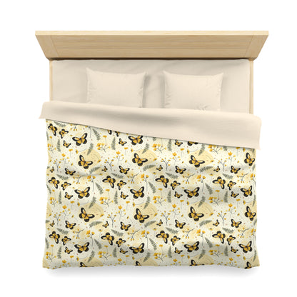 Sunlit Butterfly Bloom Microfiber Duvet Cover