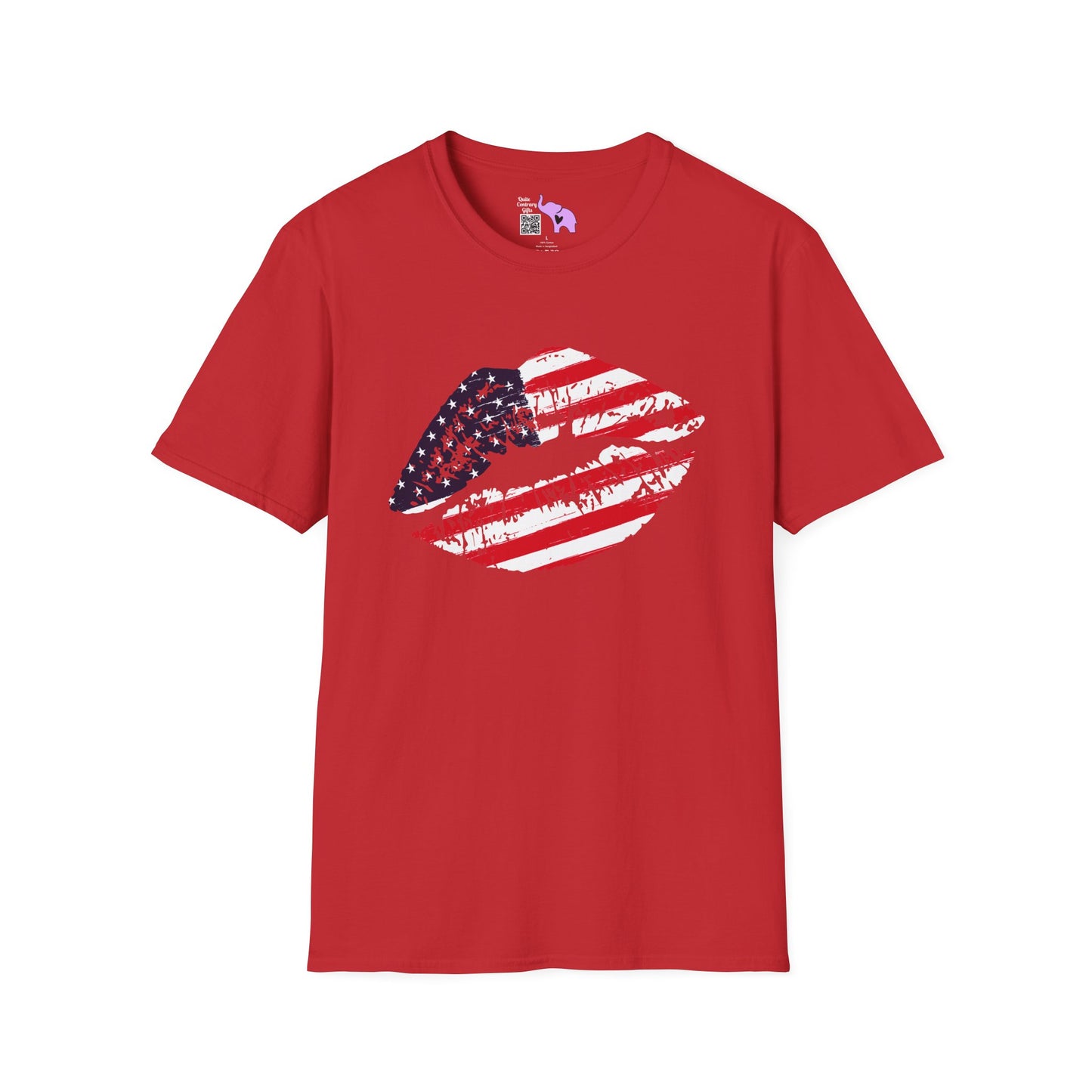 American Flag Lips Adult T-shirt