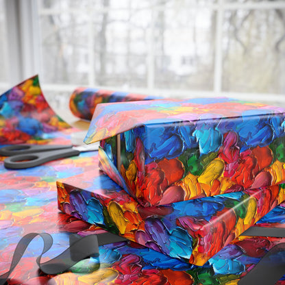 Palette Knife Hearts Wrapping Paper