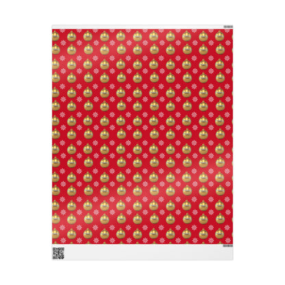 Gold Ornament Red Background Custom Wrapping Paper (Frances)