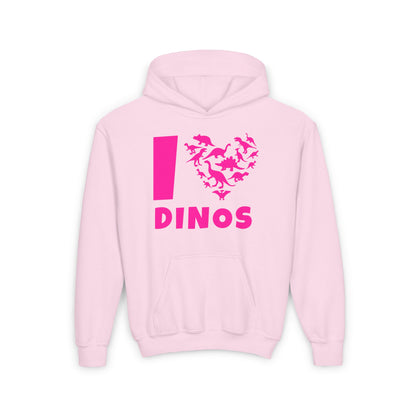 I Love Dinos (Dino Heart) Youth Heavy Blend Hoodie