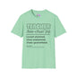 Teacher Definition: Lesson Planned, Class Unplanned, Chaos Guaranteed Adult T-shirt
