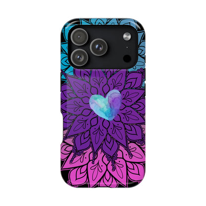 Colorful Mandala w/Heart MagSafe® Compatible Tough Case for iPhone