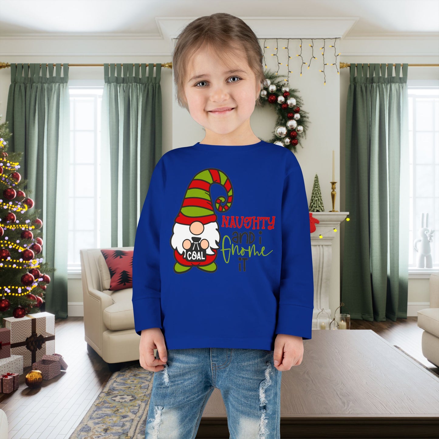 Naughty and I Gnome It Toddler Long Sleeve Tee