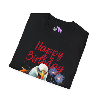 Happy Birthday America (Eagle Eating Cake) Adult T-shirt