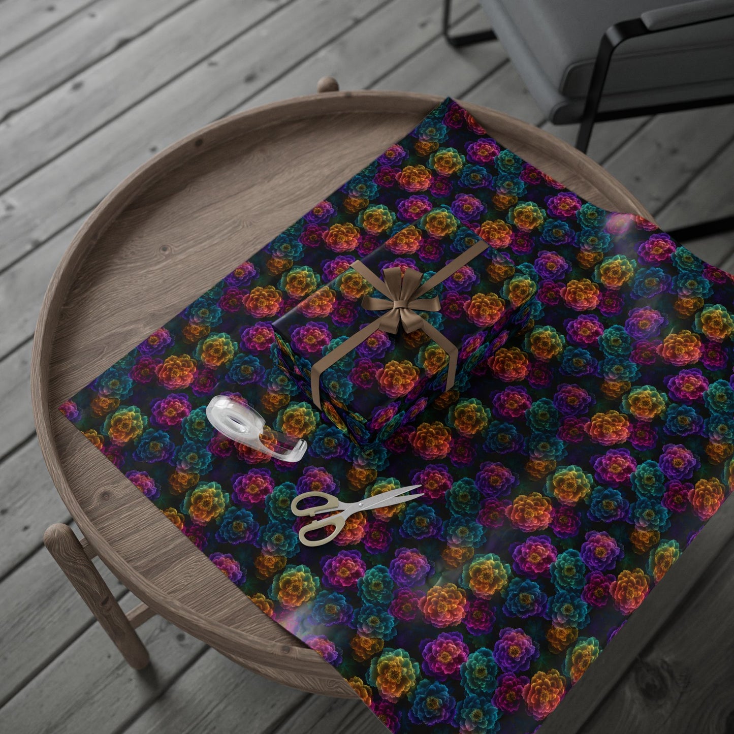 Neon Whisper Blooms Wrapping Paper