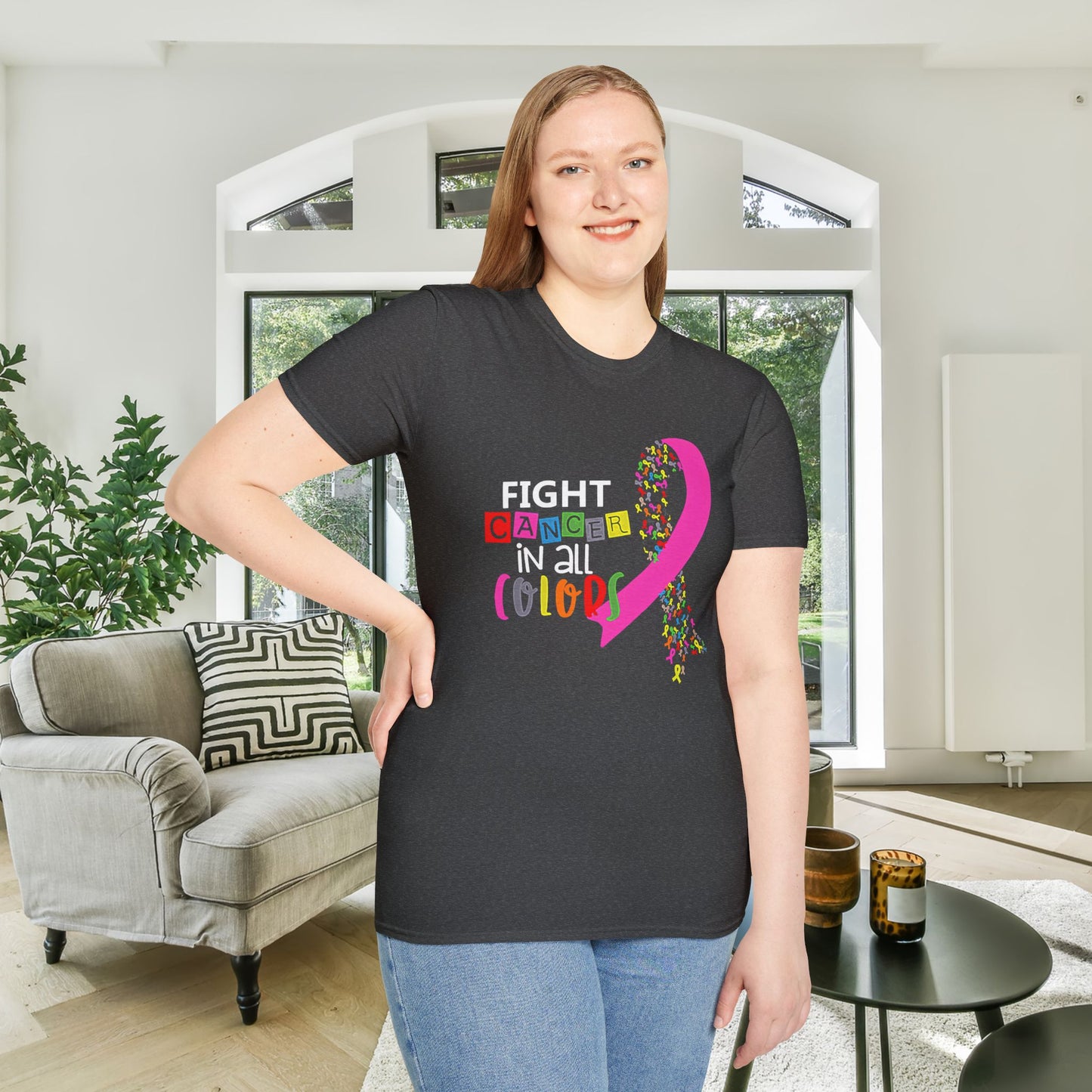 Fight Cancer All Colors 2 Adult T-shirt
