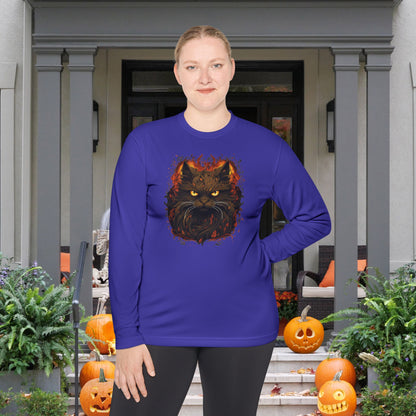 Creepy Black Cat Adult Long Sleeve Tee
