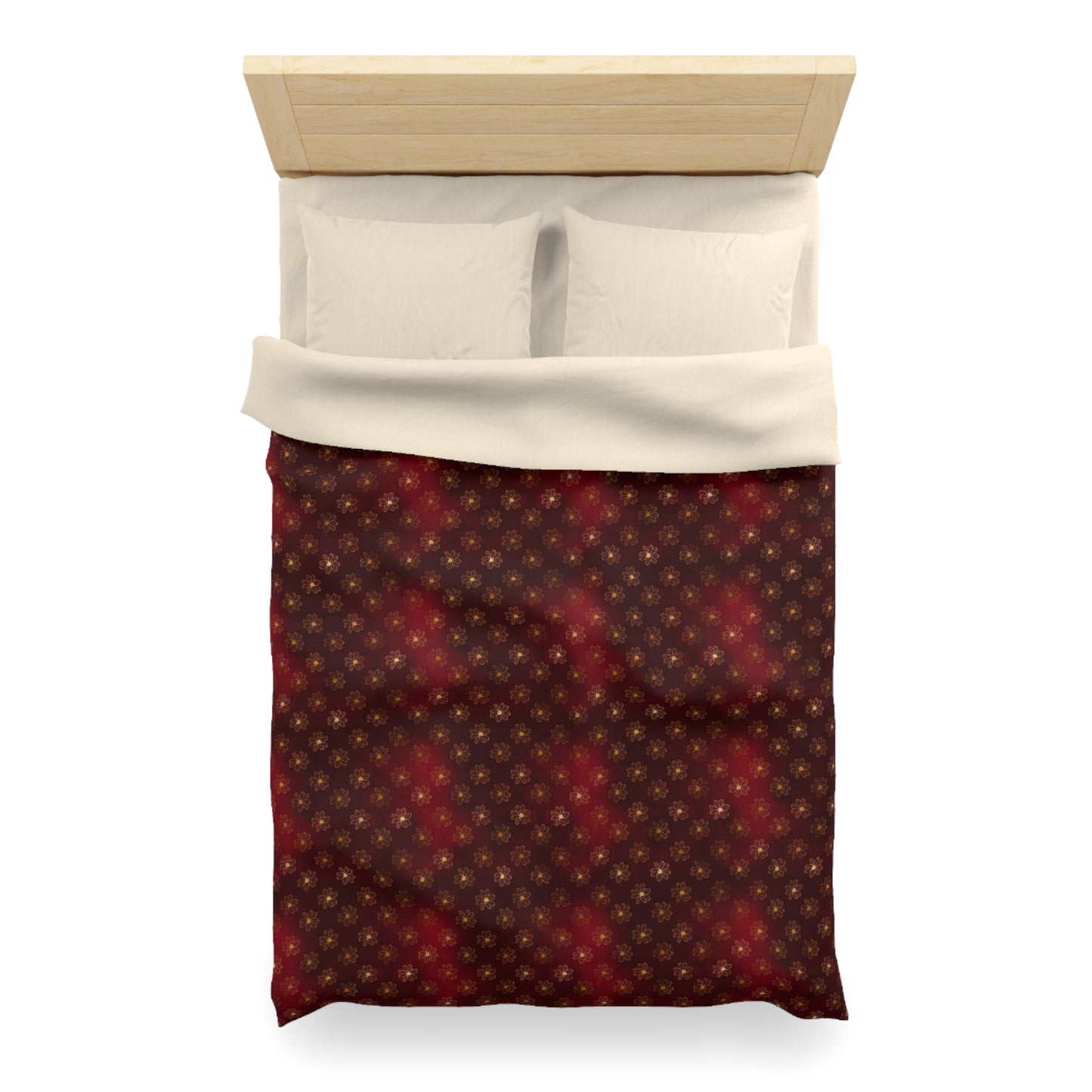 Crimson Gilded Daisies Microfiber Duvet Cover