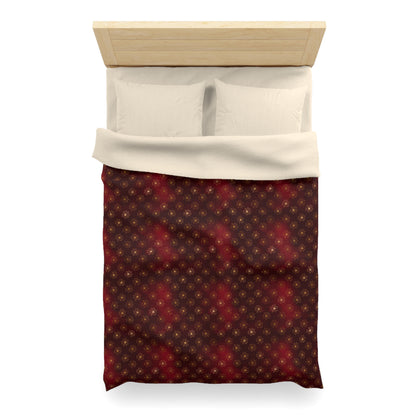 Crimson Gilded Daisies Microfiber Duvet Cover