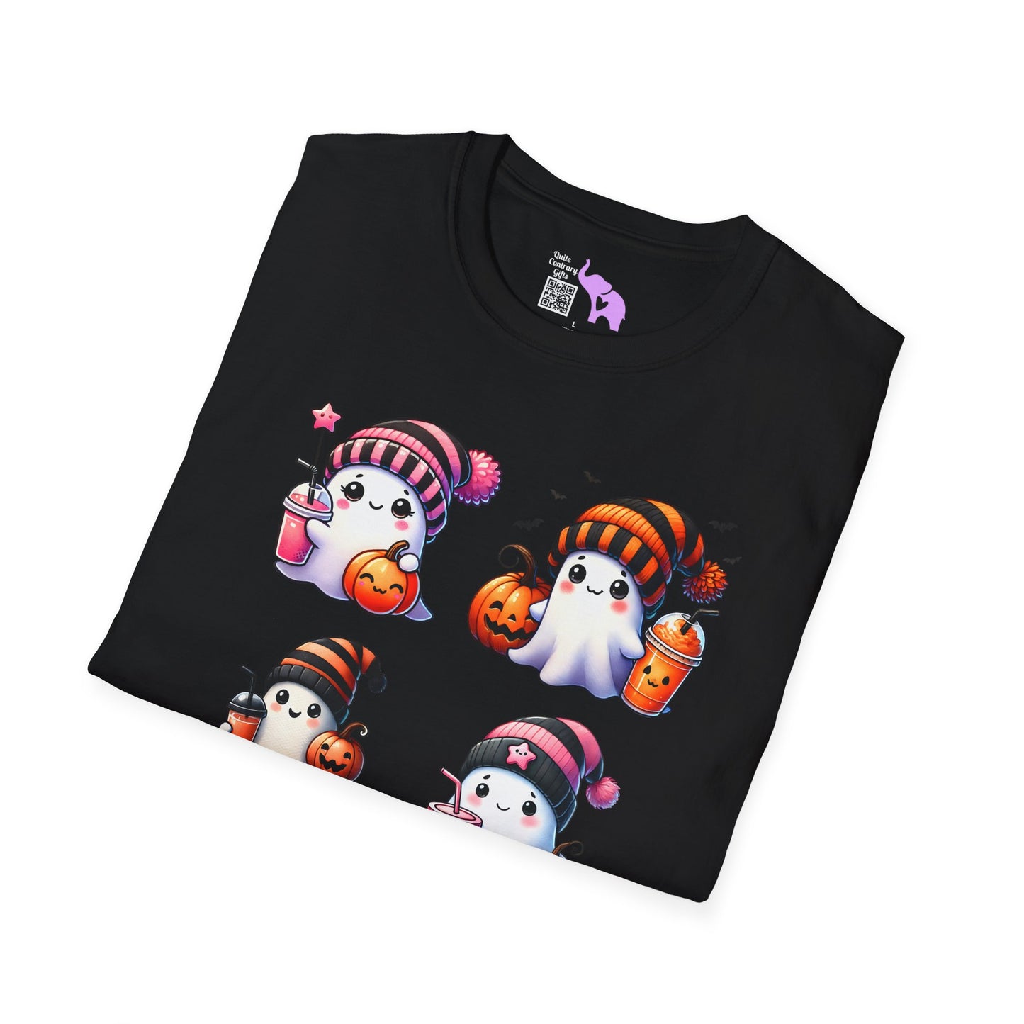 Cute Ghosts w/Pumpkins Adult T-shirt