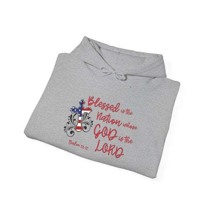 Blessed Is The Nation Whose God Is The Lord Heavy Blend™ Hooded Sweatshirt