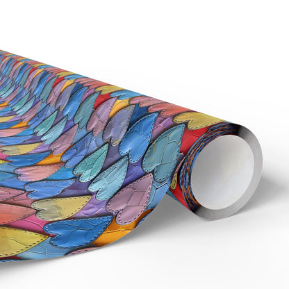 Color Pop Leather Hearts Wrapping Paper