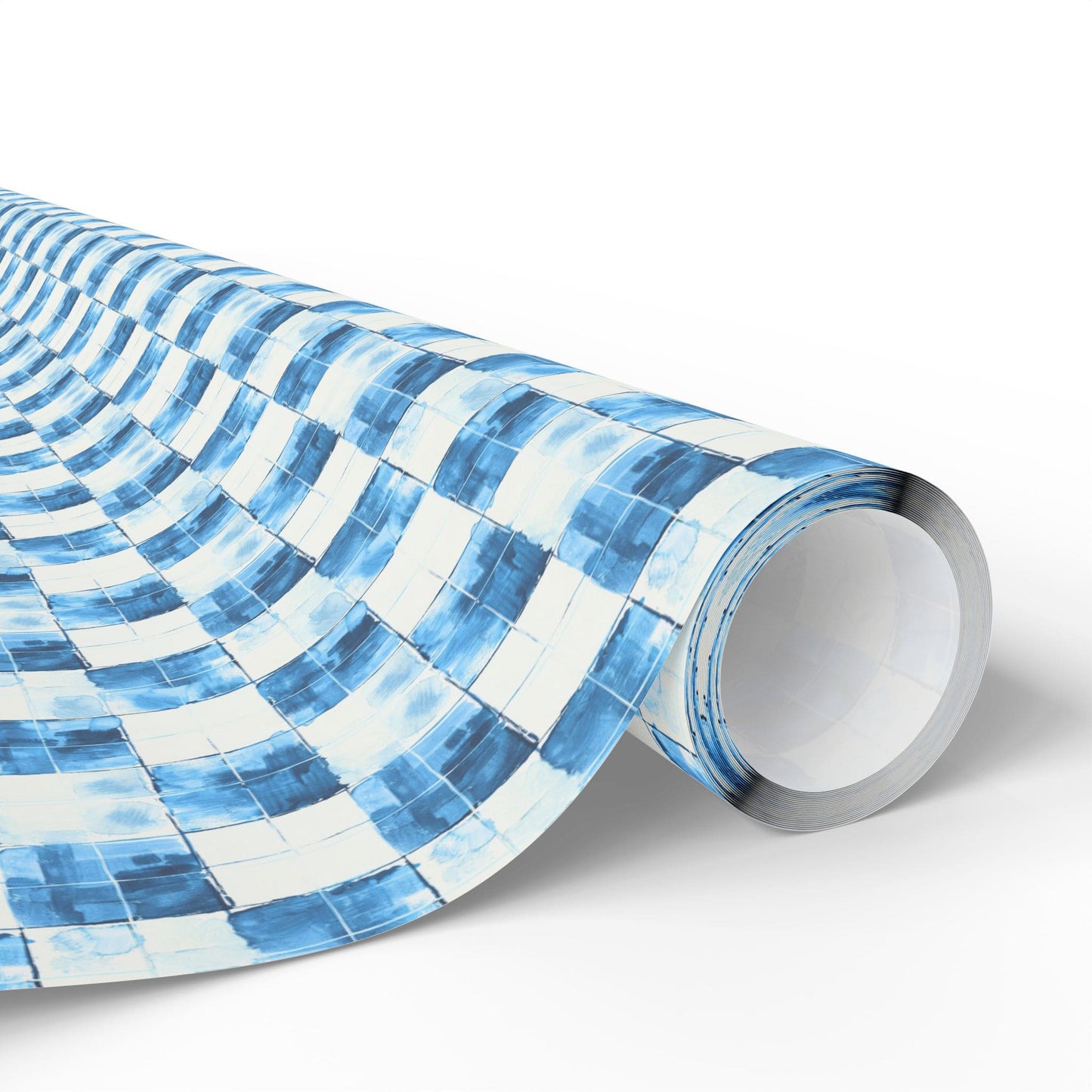 Cozy Blue Checkered Wrapping Paper