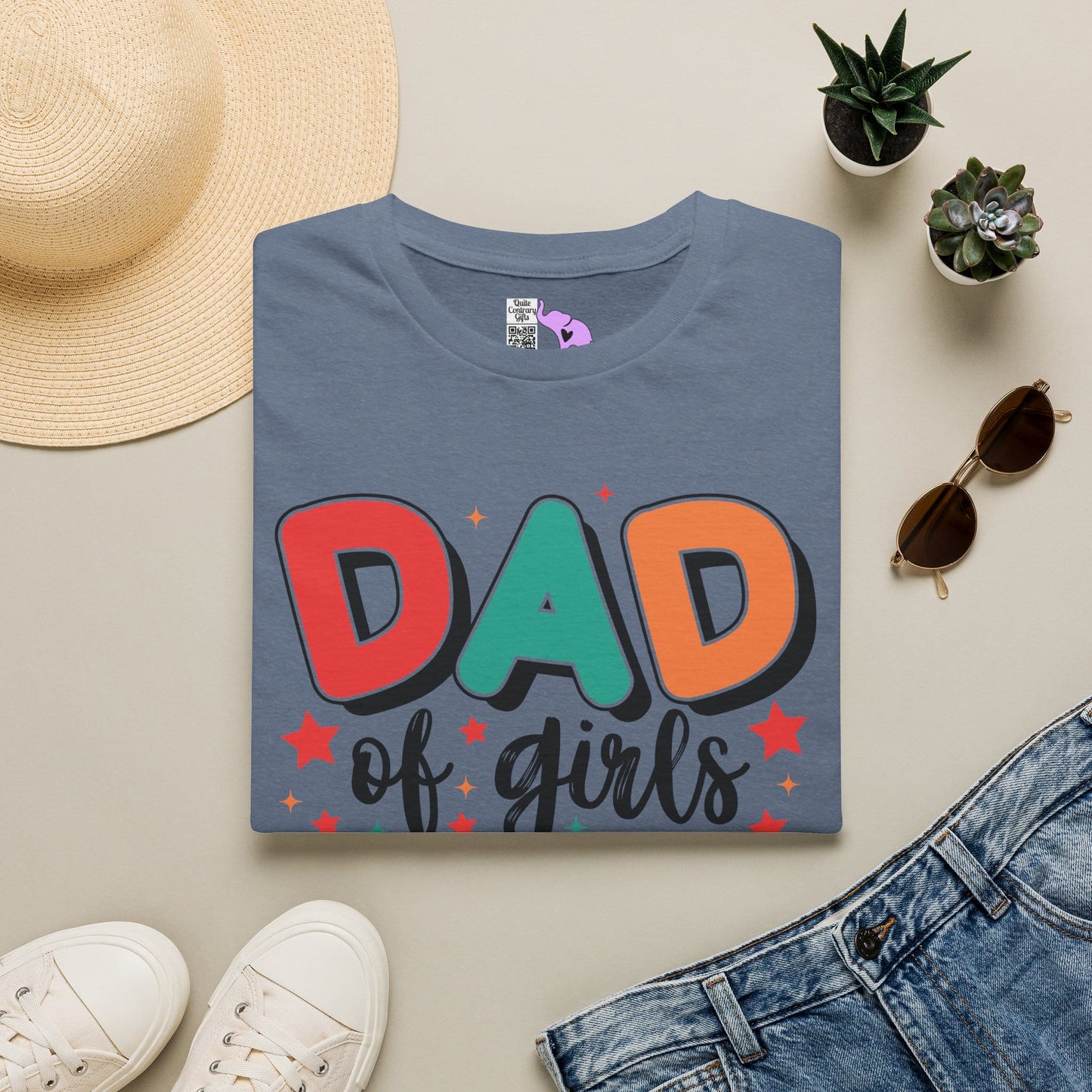 Dad of Girls #Outnumbered Adult T-shirt