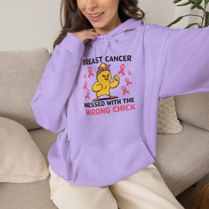 Breast Cancer Messed With The Wrong Chick Heavy Blend™ Hooded Sweatshirt