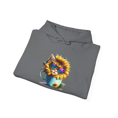 Cool Sunflower Kitten 1 Heavy Blend™ Hooded Sweatshirt