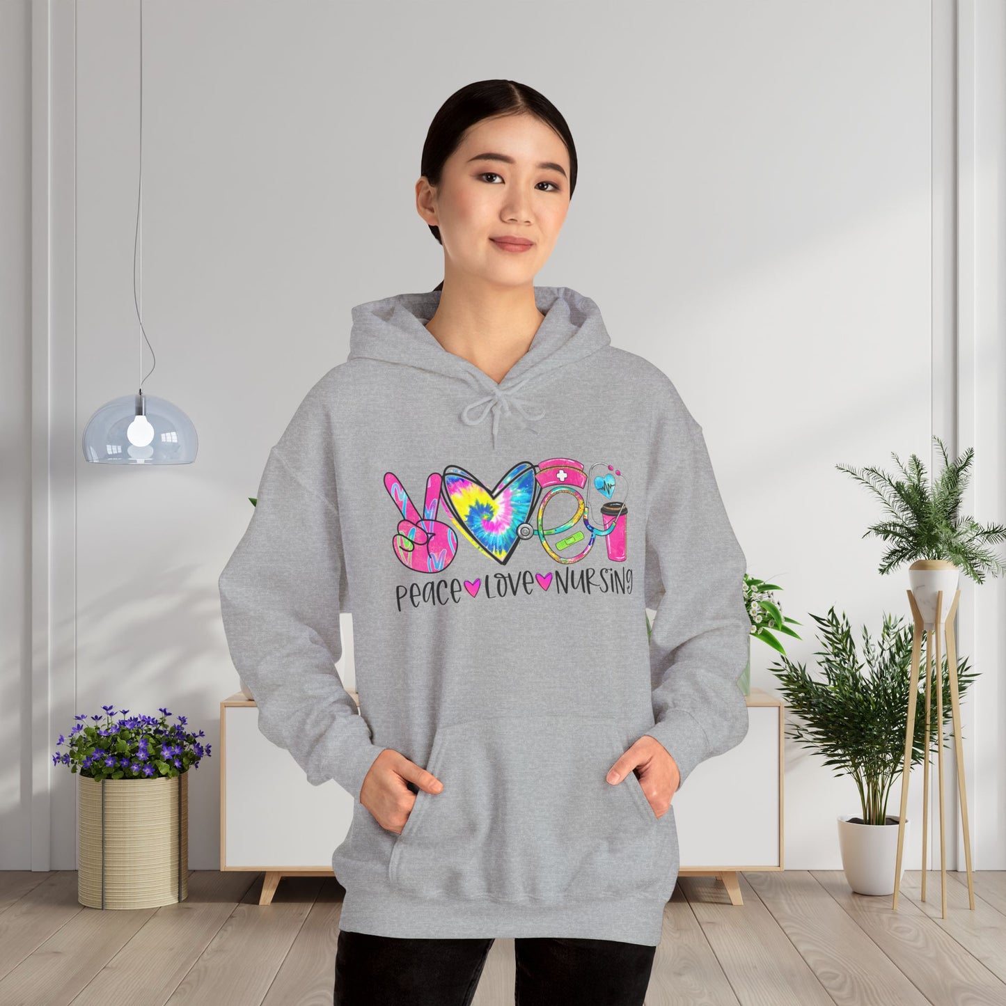 Love Peace Nursing Heavy Blend™ Hooded Sweatshirt